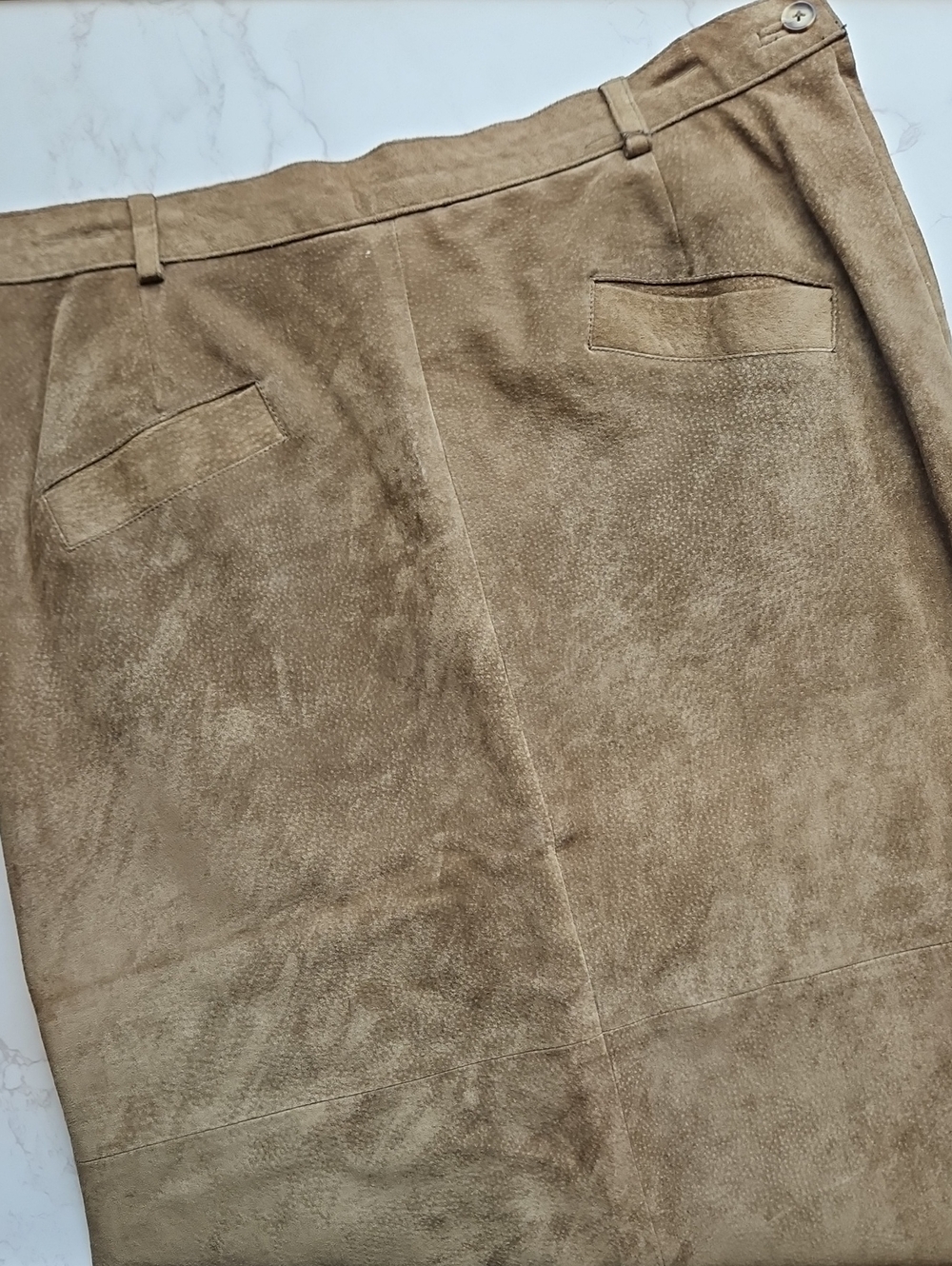 Country Shop Marshall Fields Vintage Suede Midi Pencil Skirt in Olive Brown 14